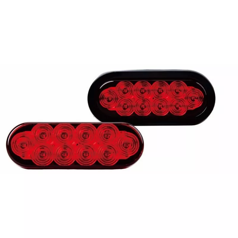 6 tommer oval rød grommet trailerlys